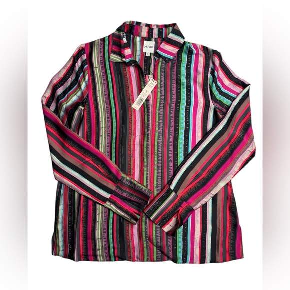 NEW NIC+ZOE Vivid Vision Button Front Business Casual Lightweight Blouse Small - Picture 2 of 13